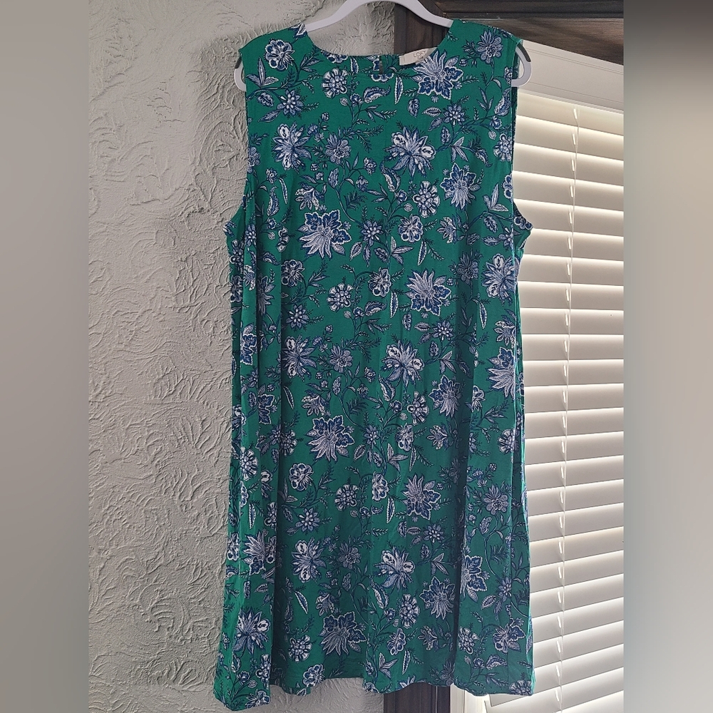 LOFT Plus Floral Green Sleeveless Dress